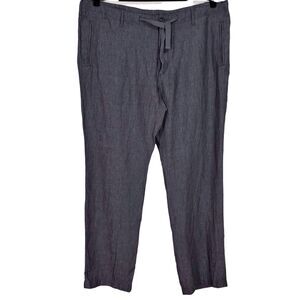 Perry Ellis Linen Drawstring Pants Slate Gray Mens Size 40 Straight Casual NWT